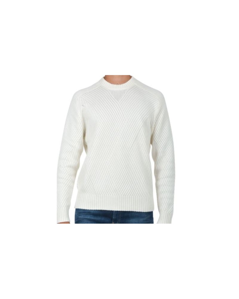 ARMANI AX MAGLIERIA PULLOVER 50% VISCOSE, 30% ACRYLIC, 15% POLYAMIDE, 5% WOOL.1100 WHITE