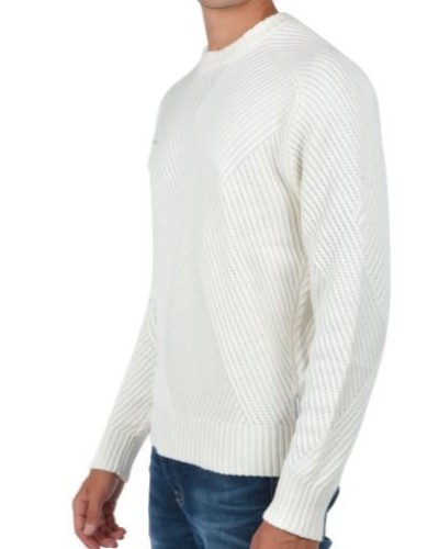 ARMANI AX MAGLIERIA PULLOVER 50% VISCOSE, 30% ACRYLIC, 15% POLYAMIDE, 5% WOOL.1100 WHITE