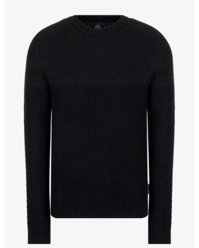 ARMANI AX MAGLIERIA PULLOVER 50% VISCOSE, 30% ACRYLIC, 15% POLYAMIDE, 5% WOOL.1200 BLACK