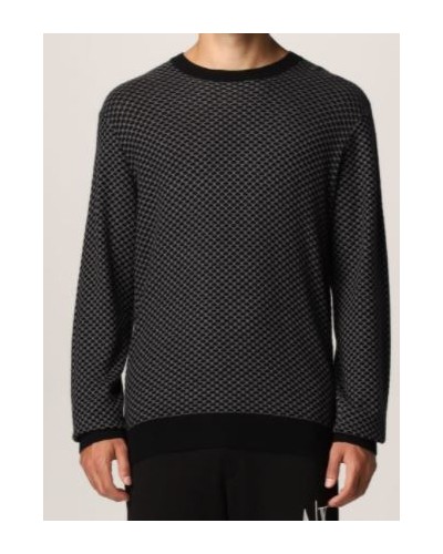 ARMANI AX MAGLIERIA PULLOVER 54% COTTON, 40% VISCOSE, 5% SILK, 1% POLYAMIDE.6216 BLACK/IRON GATE