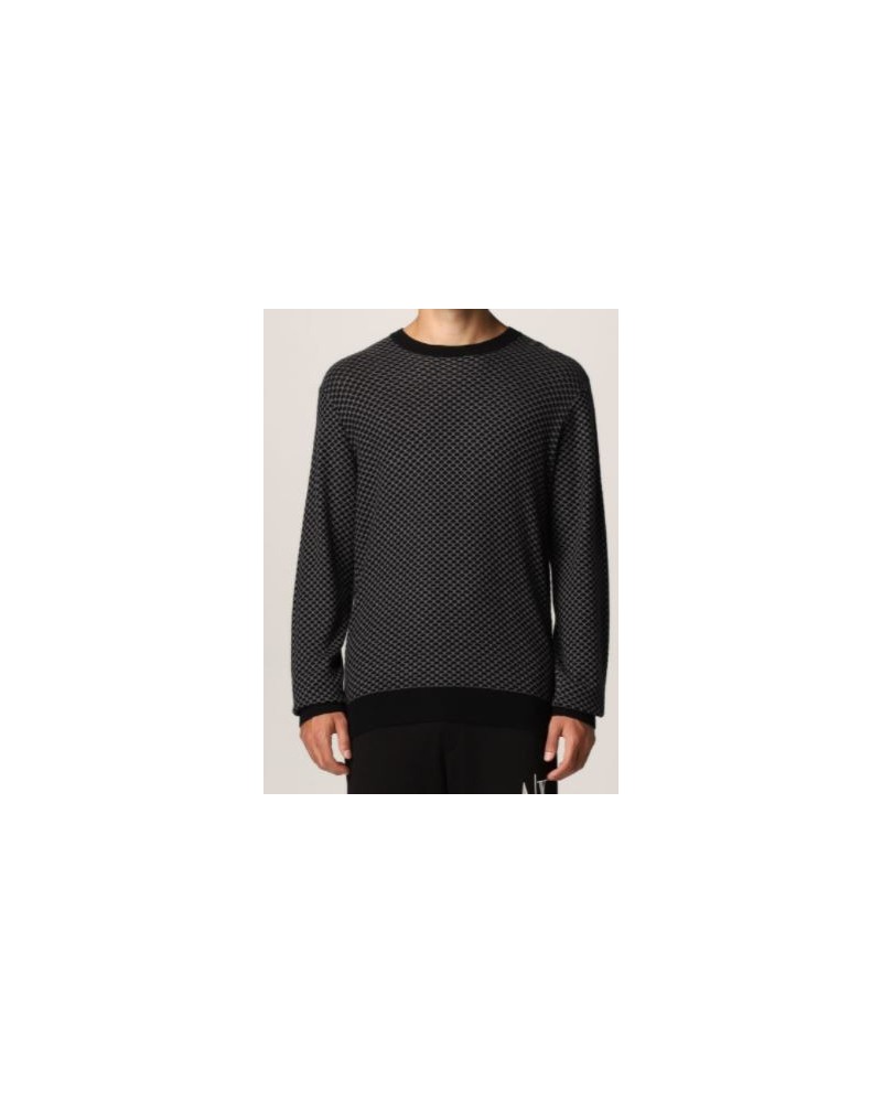 ARMANI AX MAGLIERIA PULLOVER 54% COTTON, 40% VISCOSE, 5% SILK, 1% POLYAMIDE.6216 BLACK/IRON GATE