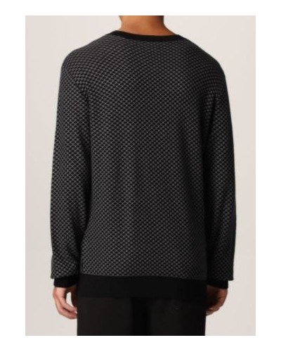 ARMANI AX MAGLIERIA PULLOVER 54% COTTON, 40% VISCOSE, 5% SILK, 1% POLYAMIDE.6216 BLACK/IRON GATE