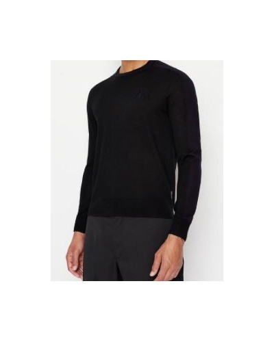 ARMANI AX MAGLIERIA PULLOVER 100% VIRGIN WOOL.4520 NAVY/BLACK