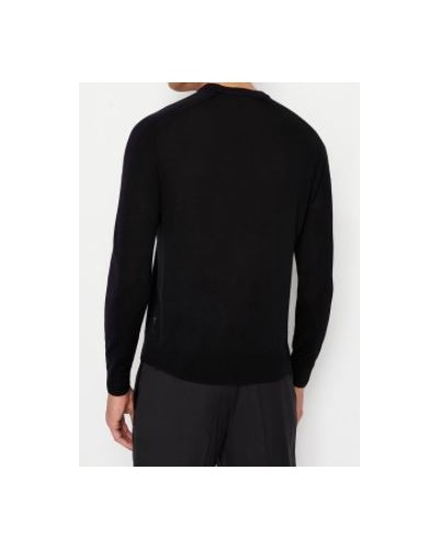 ARMANI AX MAGLIERIA PULLOVER 100% VIRGIN WOOL.4520 NAVY/BLACK