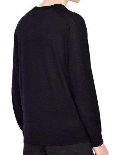 ARMANI AX MAGLIERIA PULLOVER 100% VIRGIN WOOL.5247 BLACK/NAVY