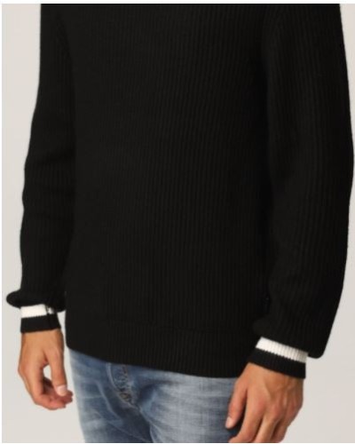 ARMANI AX MAGLIERIA PULLOVER 35% COTTON, 33% VIRGIN WOOL, 32% ACRYLIC.1200 BLACK