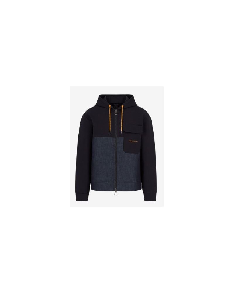 ARMANI AX FELPA FELPA 100% COTTON.8555 INDIGO DENIM/DEEP NA