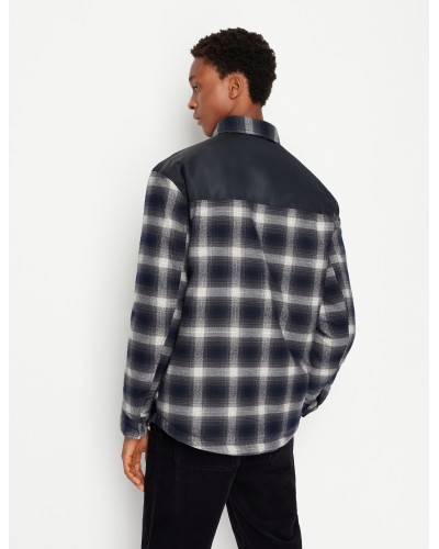 ARMANI AX GIACCONE SHIRT  60% POLYESTER, 31% VISCOSE, 9% WOOL.45AD DEEP NAVYw/OFF WHITE