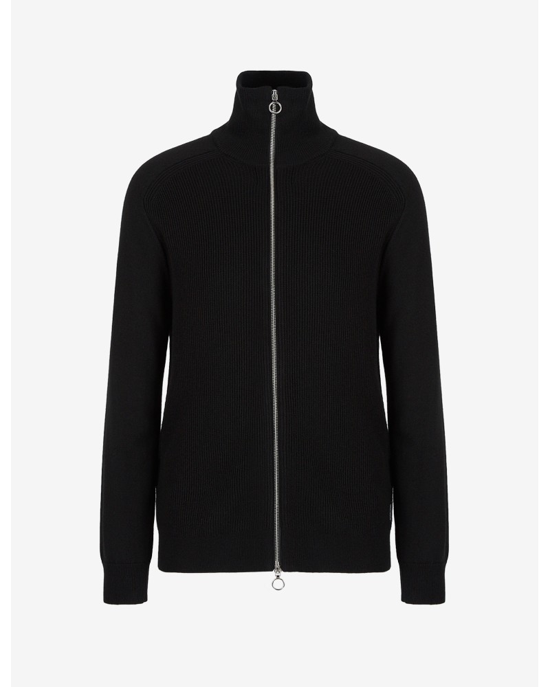ARMANI AX CARDIGAN FULLZIP+C/ALTO  33% ACRYLIC, 32% VIRGIN WOOL, 35% COTTON.1200 BLACK