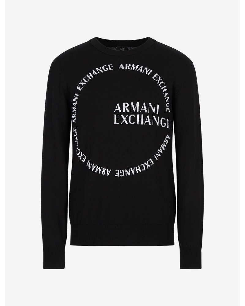 ARMANI AX MAGLIONCINO GIROCOLLO  95% COTTON, 5% CASHMERE.1200 BLACK