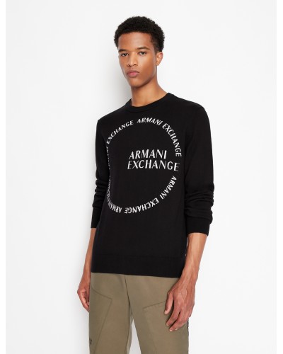 ARMANI AX MAGLIONCINO GIROCOLLO  95% COTTON, 5% CASHMERE.1200 BLACK