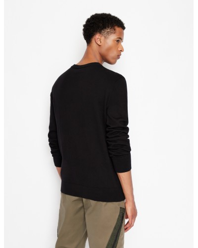 ARMANI AX MAGLIONCINO GIROCOLLO  95% COTTON, 5% CASHMERE.1200 BLACK
