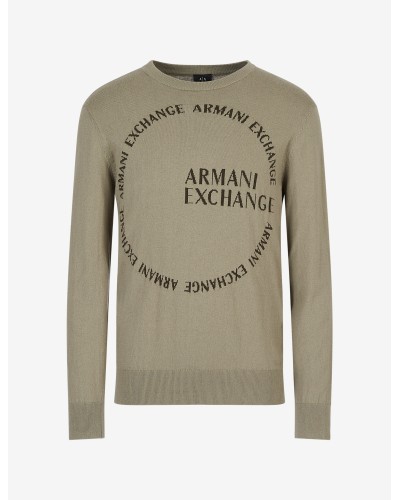 ARMANI AX MAGLIONCINO GIROCOLLO  95% COTTON, 5% CASHMERE.1836 VETIVER