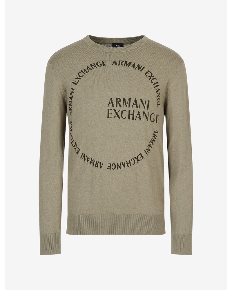ARMANI AX MAGLIONCINO GIROCOLLO  95% COTTON, 5% CASHMERE.1836 VETIVER