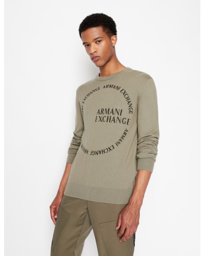 ARMANI AX MAGLIONCINO GIROCOLLO  95% COTTON, 5% CASHMERE.1836 VETIVER