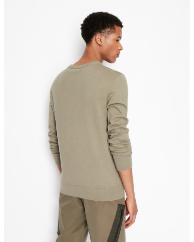 ARMANI AX MAGLIONCINO GIROCOLLO  95% COTTON, 5% CASHMERE.1836 VETIVER