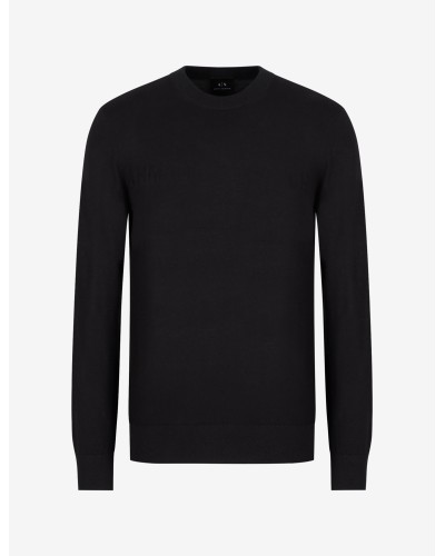 ARMANI AX MAGLIONCINO GIROCOLLO  42% VISCOSE, 53% COTTON, 5% SILK.1200 BLACK