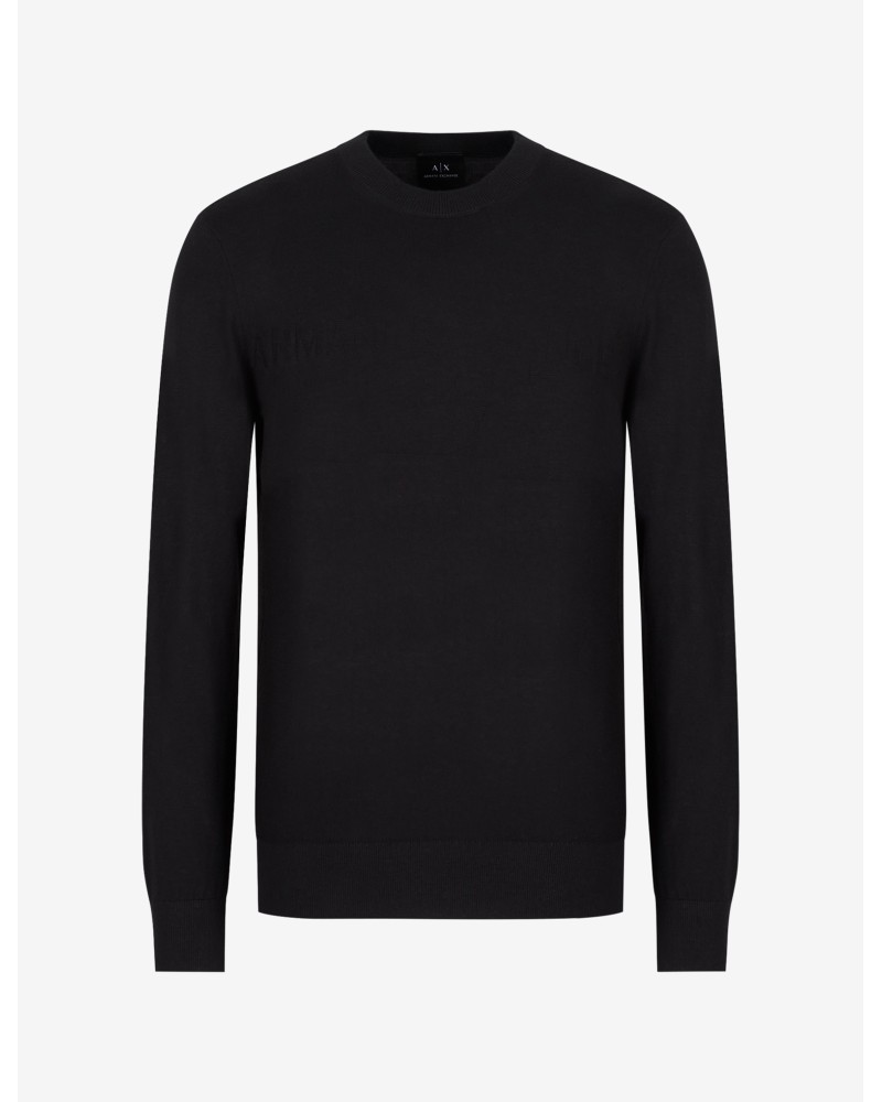 ARMANI AX MAGLIONCINO GIROCOLLO  42% VISCOSE, 53% COTTON, 5% SILK.1200 BLACK