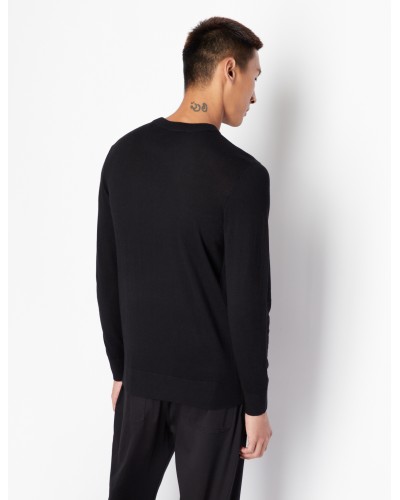 ARMANI AX MAGLIONCINO GIROCOLLO  42% VISCOSE, 53% COTTON, 5% SILK.1200 BLACK