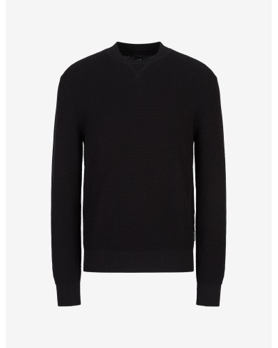 ARMANI AX MAGLIONCINO GIROCOLLO  100% COTTON.1200 BLACK