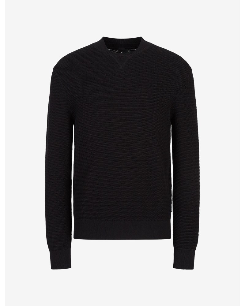 ARMANI AX MAGLIONCINO GIROCOLLO  100% COTTON.1200 BLACK