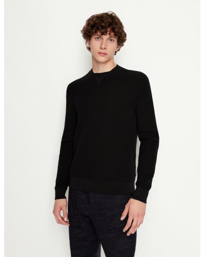 ARMANI AX MAGLIONCINO GIROCOLLO  100% COTTON.1200 BLACK