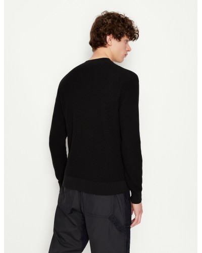 ARMANI AX MAGLIONCINO GIROCOLLO  100% COTTON.1200 BLACK