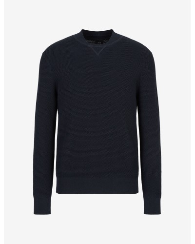ARMANI AX MAGLIONCINO GIROCOLLO  100% COTTON.1510 NAVY