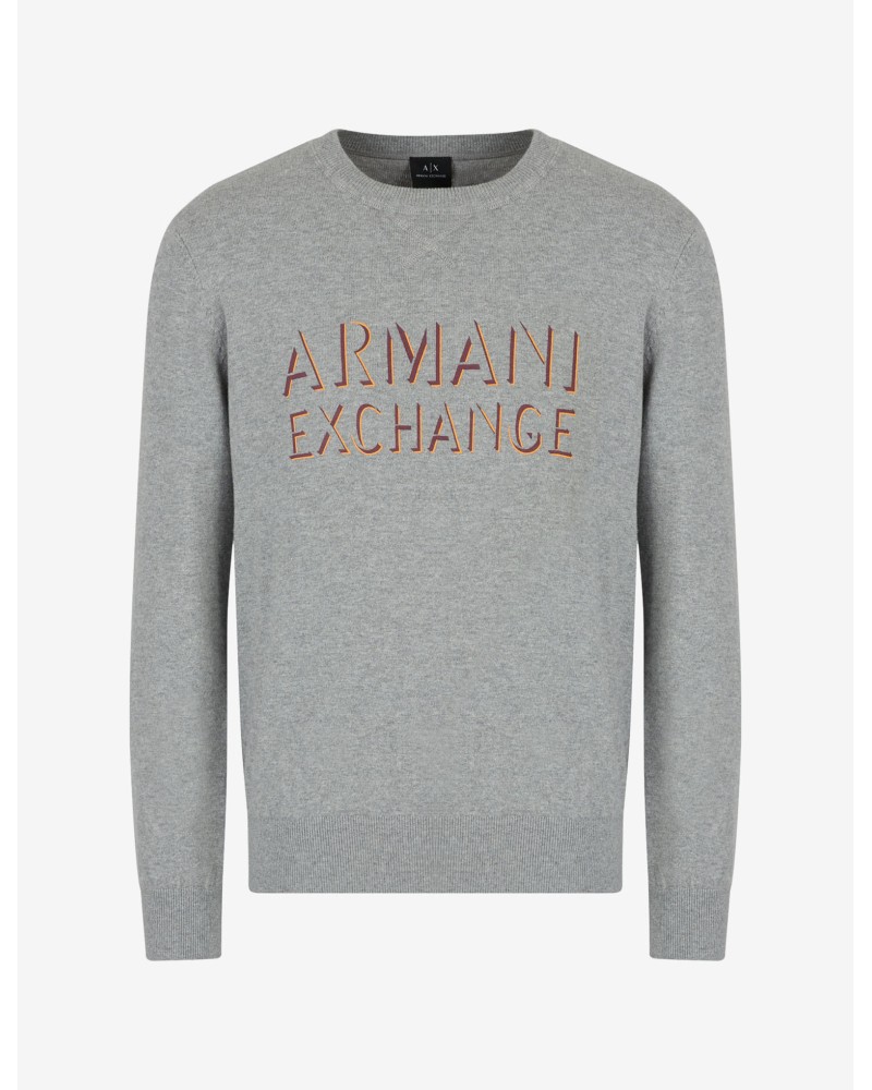 ARMANI AX MAGLIONCINO GIROCOLLO  30% POLYAMIDE, 12% WOOL, 58% COTTON.3913 BROS BC18 LIGHT GREY