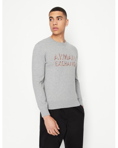 ARMANI AX MAGLIONCINO GIROCOLLO  30% POLYAMIDE, 12% WOOL, 58% COTTON.3913 BROS BC18 LIGHT GREY