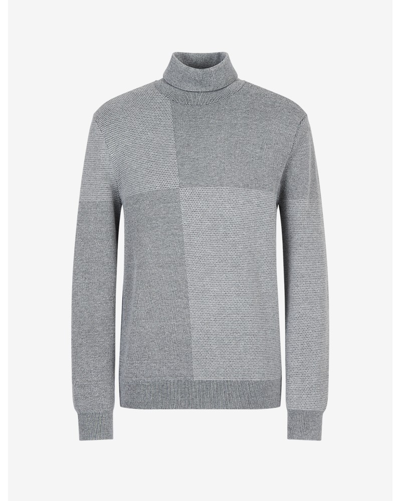 ARMANI AX MAGLIONCINO DOLCEVITA  38% POLYAMIDE, 31% VISCOSE, 31% COTTON.3997 BROS B18 L.GREY/NAVY