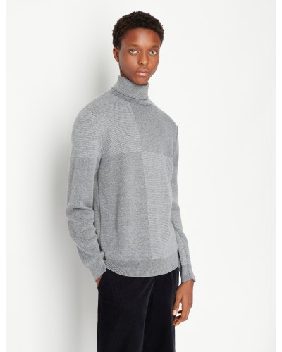 ARMANI AX MAGLIONCINO DOLCEVITA  38% POLYAMIDE, 31% VISCOSE, 31% COTTON.3997 BROS B18 L.GREY/NAVY