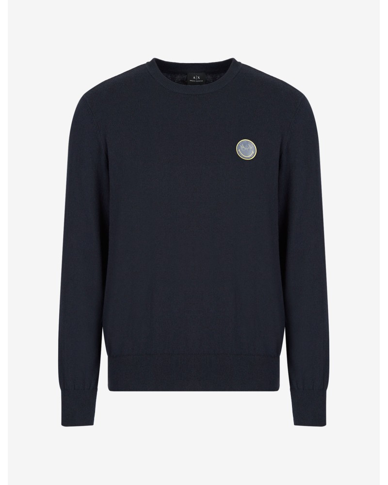 ARMANI AX MAGLIONCINO GIROCOLLO  100% COTTON.1510 NAVY