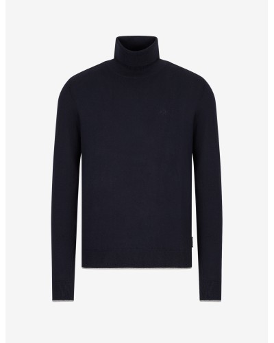 ARMANI AX MAGLIONCINO DOLCEVITA  95% COTTON, 5% CASHMERE.1510 NAVY