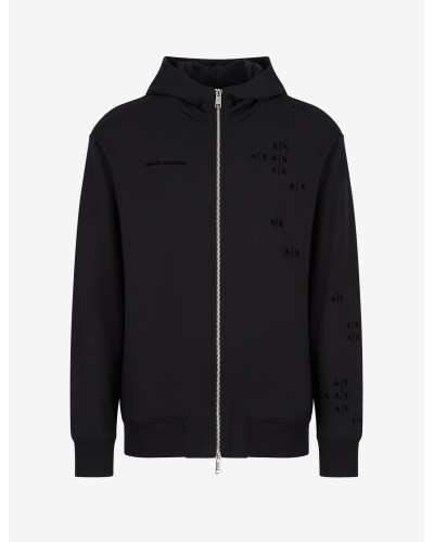 ARMANI AX FELPA C/CAPP  100% COTTON.1200 BLACK