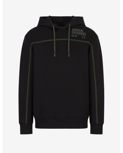 ARMANI AX FELPA C/CAPP  37% POLYESTER, 63% COTTON.1200 BLACK