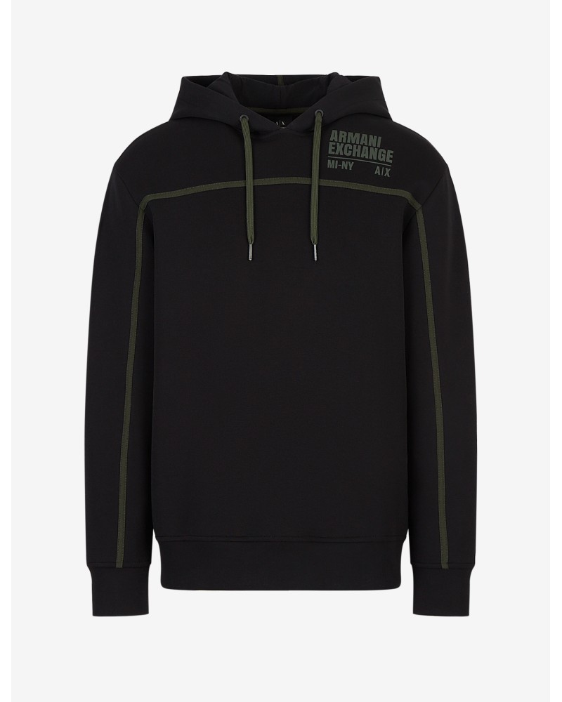 ARMANI AX FELPA C/CAPP  37% POLYESTER, 63% COTTON.1200 BLACK