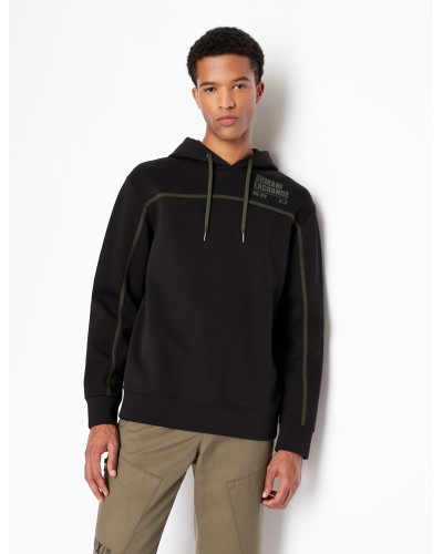 ARMANI AX FELPA C/CAPP  37% POLYESTER, 63% COTTON.1200 BLACK