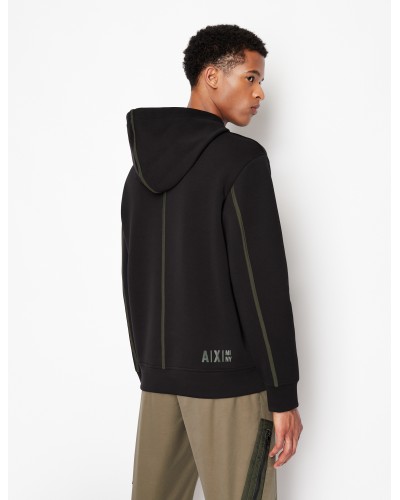 ARMANI AX FELPA C/CAPP  37% POLYESTER, 63% COTTON.1200 BLACK