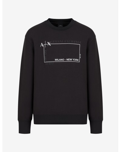 ARMANI AX FELPA PARICOLLO  80% COTTON, 15% POLYESTER, 5% ELASTANE.1200 BLACK