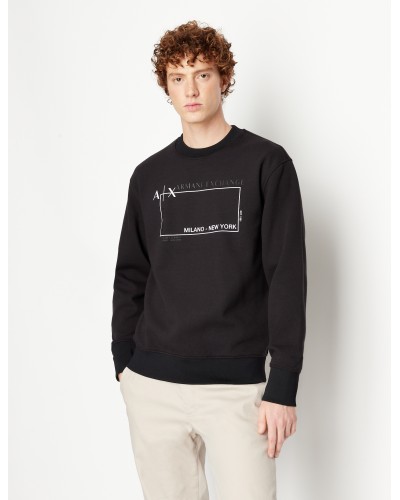 ARMANI AX FELPA PARICOLLO  80% COTTON, 15% POLYESTER, 5% ELASTANE.1200 BLACK