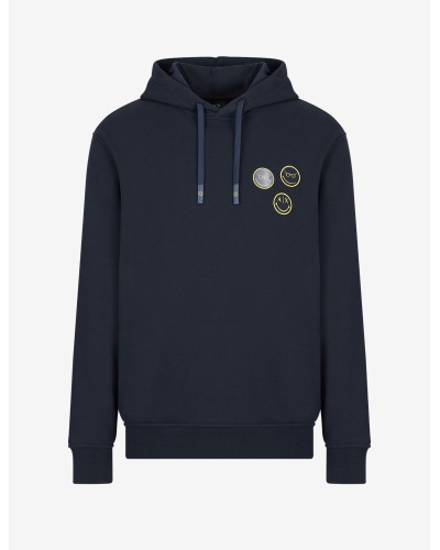 ARMANI AX FELPA C/CAPP  40% POLYESTER, 60% COTTON.1510 NAVY