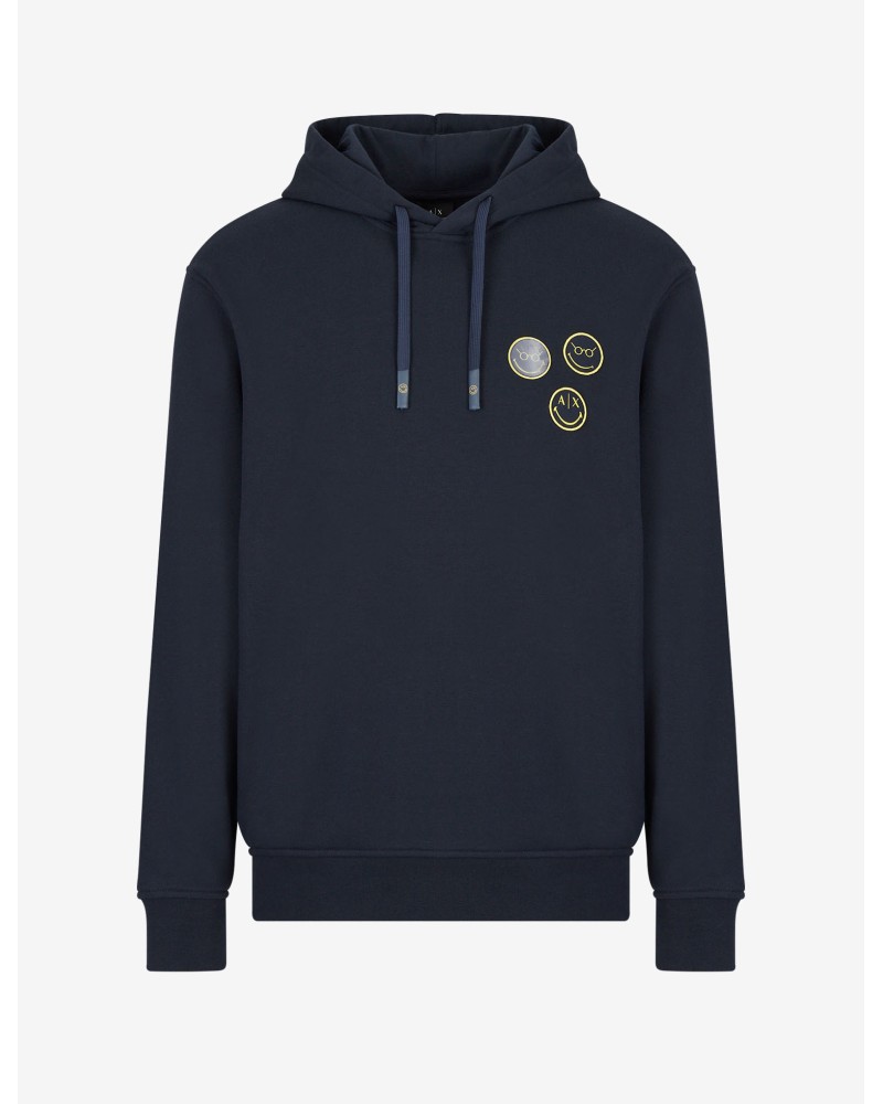 ARMANI AX FELPA C/CAPP  40% POLYESTER, 60% COTTON.1510 NAVY