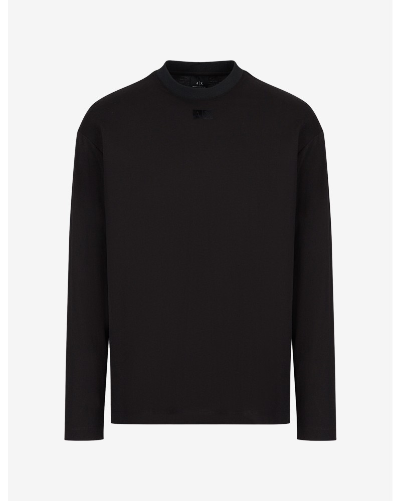 ARMANI AX MAGLIA M/LUNGA  100% COTTON.1200 BLACK