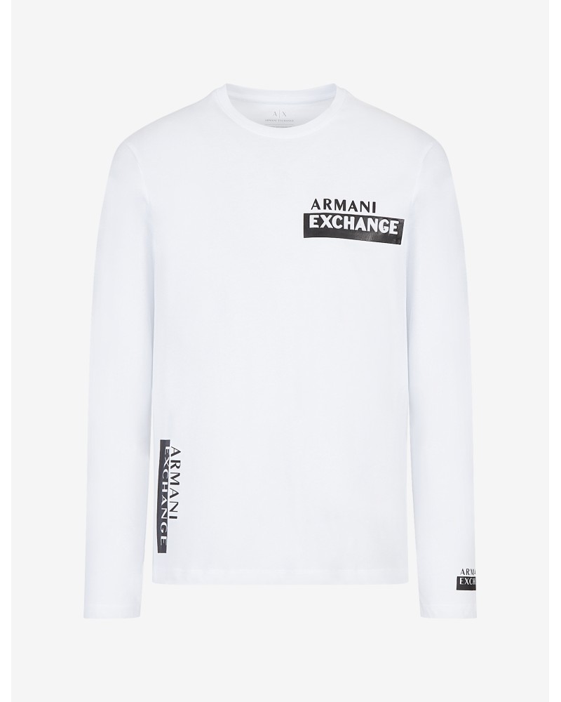 ARMANI AX T-SHIRT M/LUNGA  100% COTTON.1100 WHITE