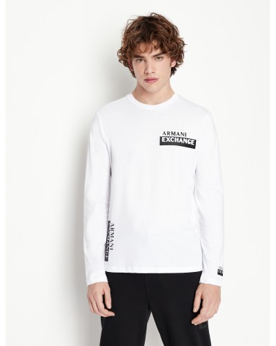 ARMANI AX T-SHIRT M/LUNGA  100% COTTON.1100 WHITE