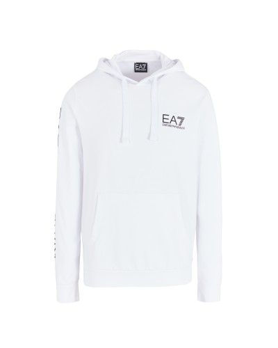 ARMANI EA7 FELPA C/CAPP COTTON 100%.1101 WHITE