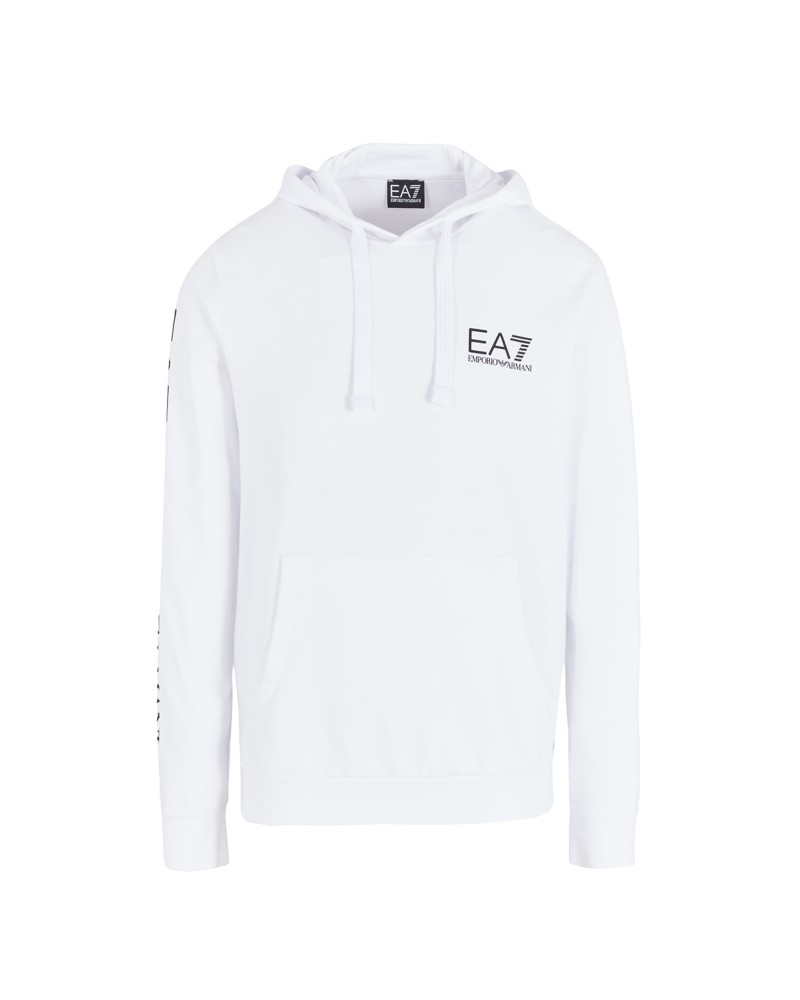 ARMANI EA7 FELPA C/CAPP COTTON 100%.1101 WHITE