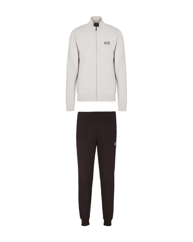 ARMANI EA7 TUTA ZIP COTTON 100%.29EA GREY/BLACK