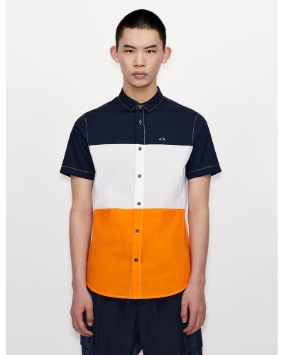 ARMANI AX CAMICIA  97% COTTON, 3% ELASTANE.6513 NEW ULTRA MARINE/WHI